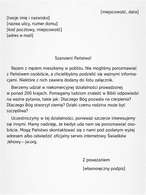przykład listu.